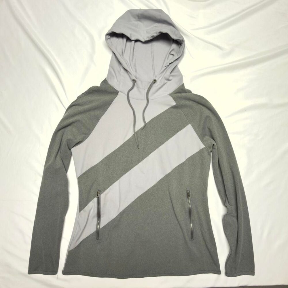 keren hart activewear colorblock grey and purple hoodie with diagonal stripes si